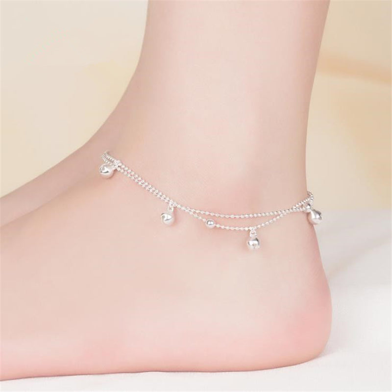 Delicate Silver Bell Anklet