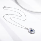 Vintage Sapphire Pendant with Sterling Silver & Diamond Accents