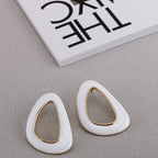 White Abstract Triangle Hoop Earrings