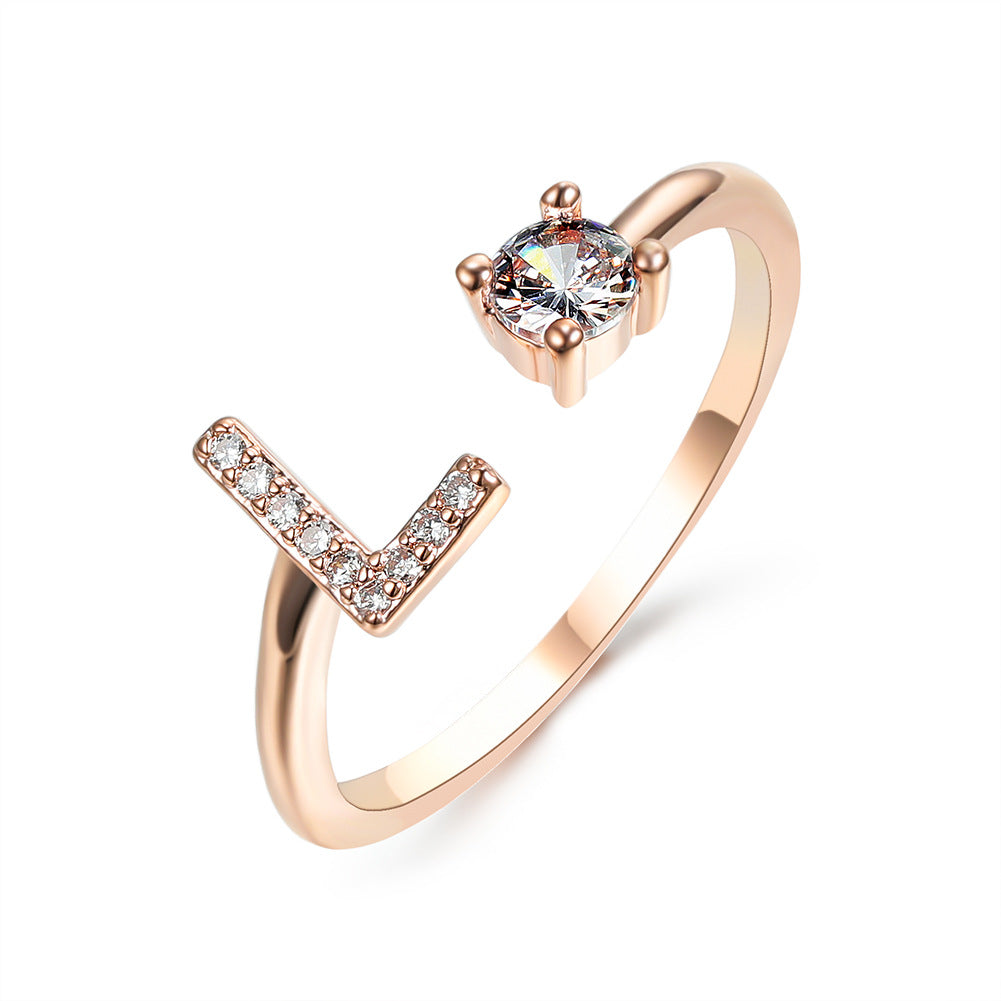 Personalized Diamond Initial Ring