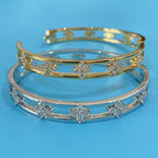 Floral Detail Bangle Bracelet with Elegant Openwork Design
