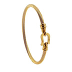 Gold Heart Charm Cable Bangle Bracelet