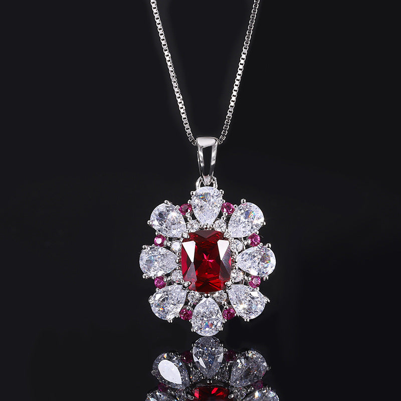 Ruby Red Floral Jewelry Set
