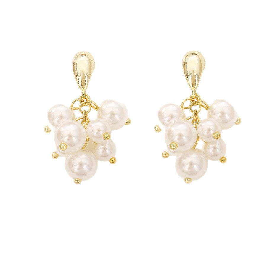 Pearl Grape Cluster Drop Earrings