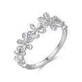 Blossom Vine Ring – Silver Floral CZ Band