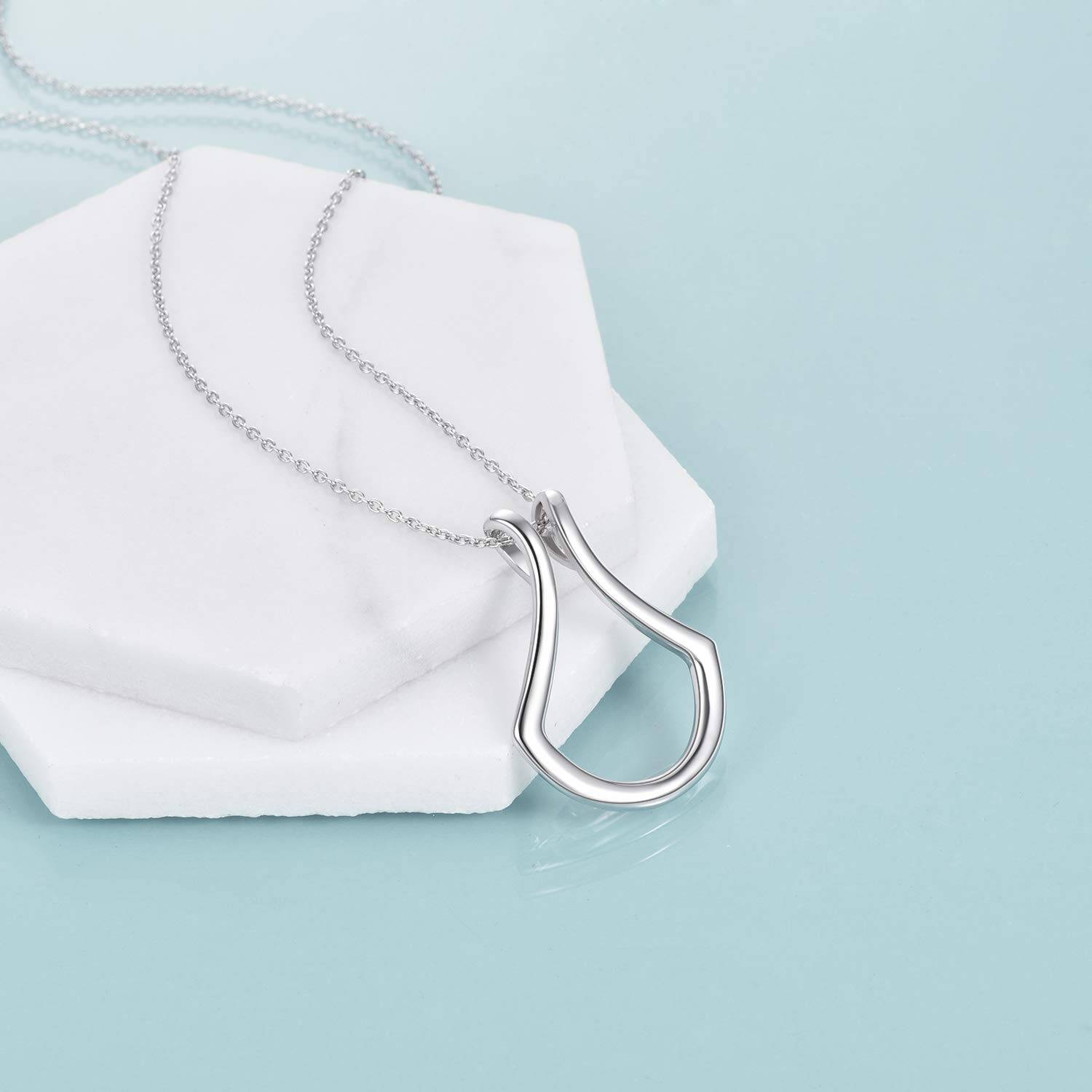 Sterling Silver Ring Holder Necklace – Rose Gold Drop Pendant with Cable Chain