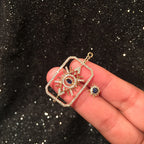 Blue Sunburst Eye Geometric Drop Earrings