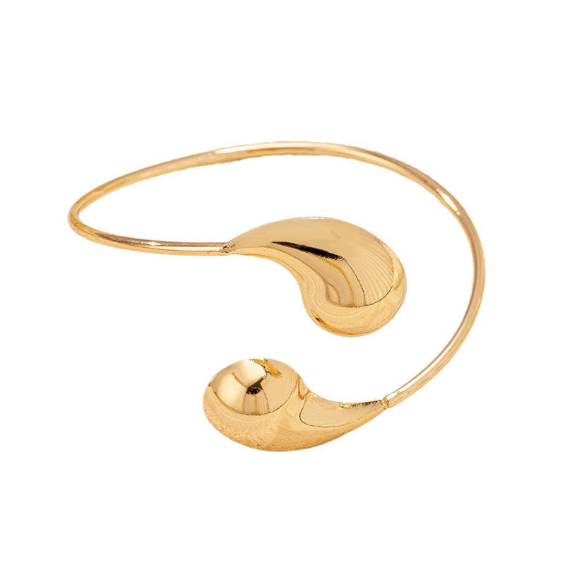 Sculptural Open Cuff Bracelet with Fluid Contour Design