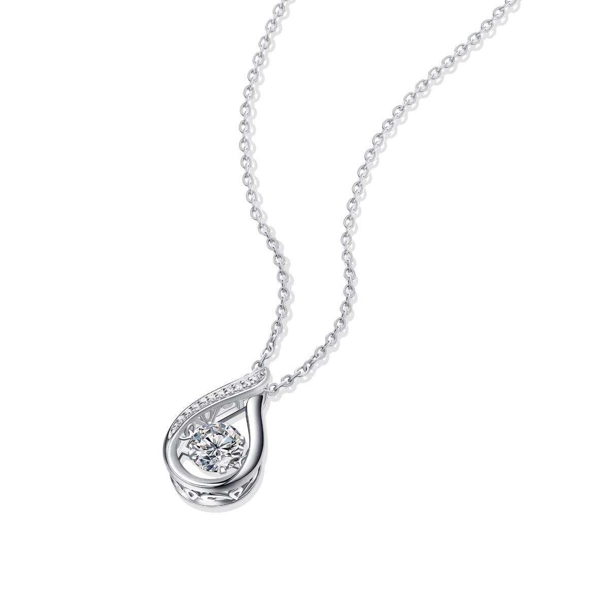 Dynamic Teardrop Diamond Pendant Necklace