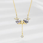 Crystal Fox Duo Drop Necklace – Gold & Silver Tone