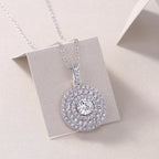 Classic Moissanite Double Halo Pendant Necklace