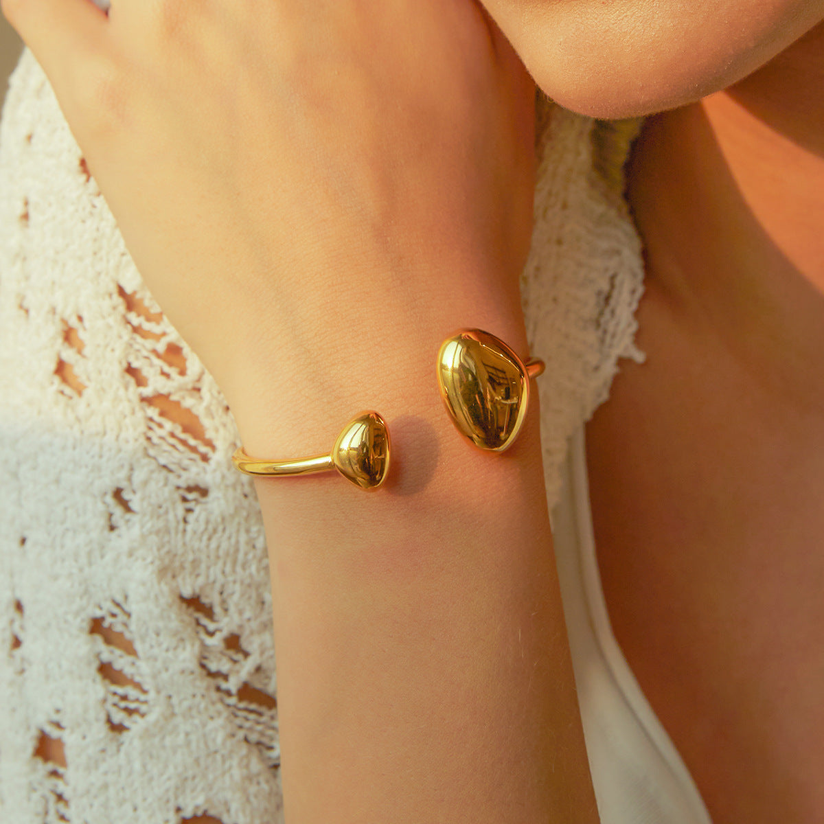 Organic Open Cuff Bracelet with Sculpted End Detail