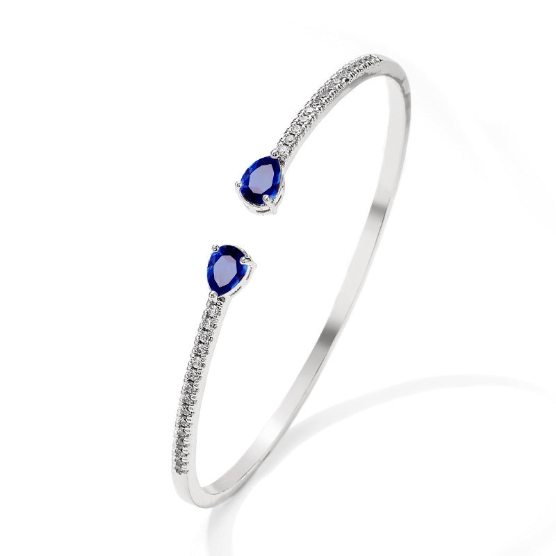Open Cuff Bracelet with Dual Crystal Ends and Refined Silhouette