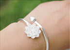 Floral Open Cuff Bracelet with Delicate Sculpted Detail
