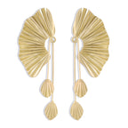 Modern Scallop Fan Earrings with Flowing Drop Accents