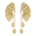 Modern Scallop Fan Earrings with Flowing Drop Accents