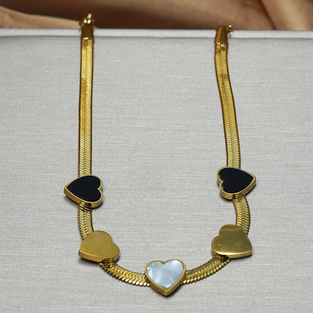 Heart Charm Necklace & Matching Bracelet Set