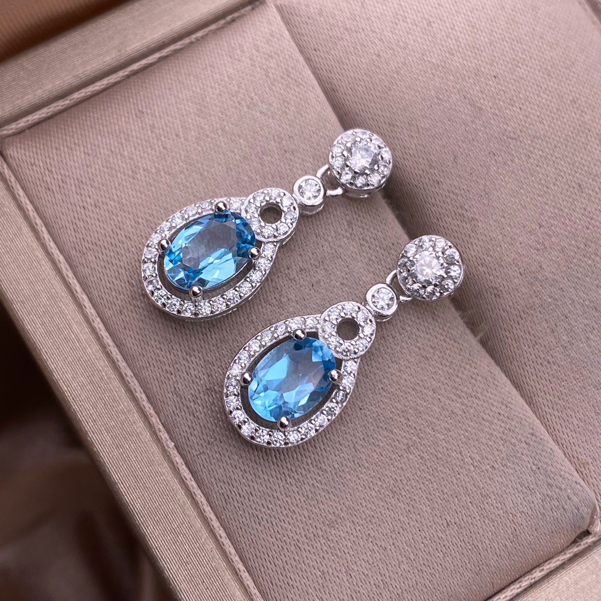 Blue Topaz Teardrop Earrings