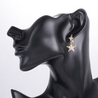Sparkling Double-Star Drop Earrings with Crystal Accents