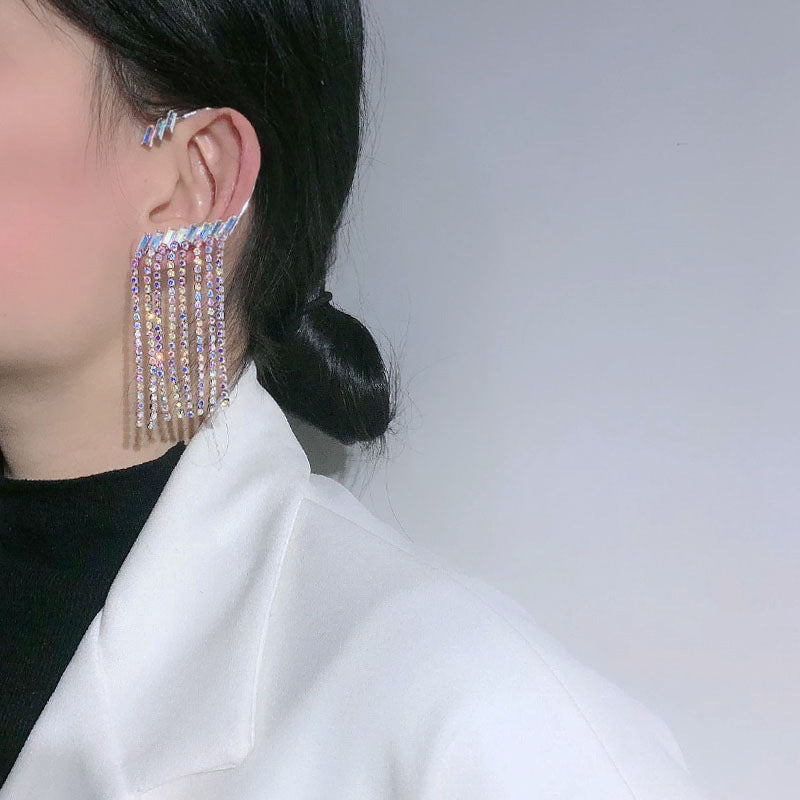 Rhinestone Waterfall Ear Cuff Earrings