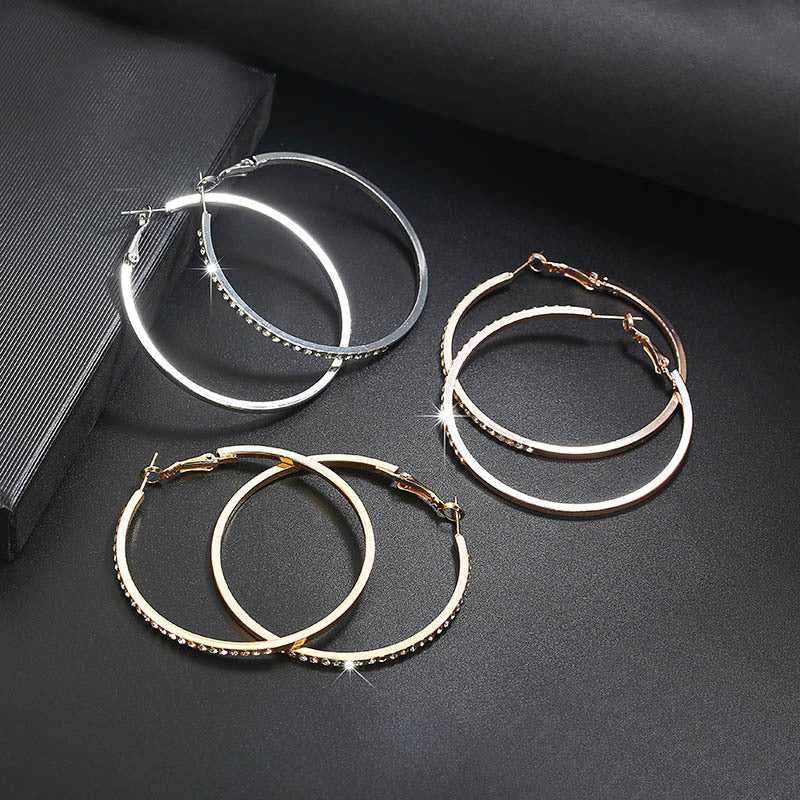 Elegant Crystal-Studded Hoop Earrings