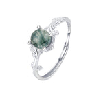 Vintage Green Gemstone Vine Adjustable Ring in Sterling Silver