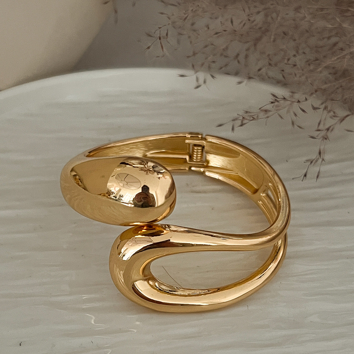 Abstract Open Cuff Bracelet with Fluid Sculptural Form