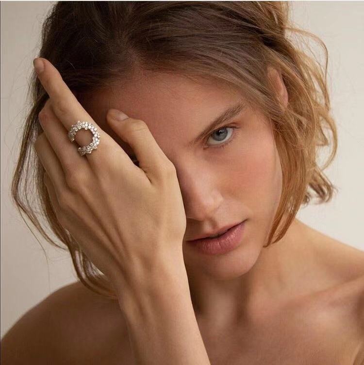 Golden Pearl Wrap Ring – Modern Open Spiral Desig