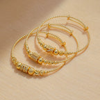 Beaded Adjustable Bangle Bracelet with Decorative Detail