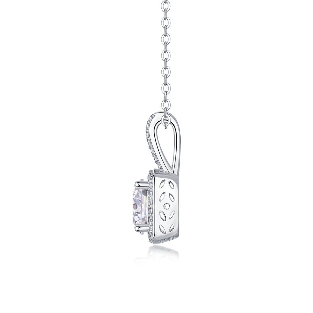 Square Halo Crystal Pendant Necklace