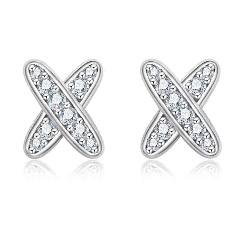 X-Shape Moissanite Stud Earrings