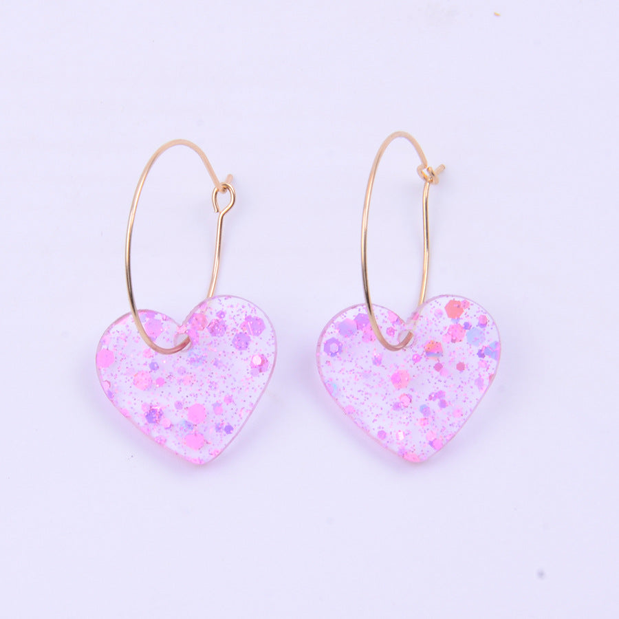 Minimalist Acrylic Sequin Heart Earrings