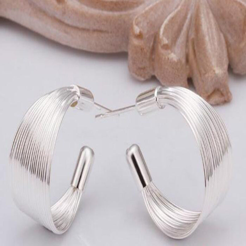 Elegant Silver Wrapped Hoop Earrings