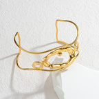 Geometric Open Cuff Bracelet with Intricate Center Detail