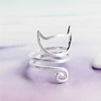 Minimalist Cat Outline Spiral Ring