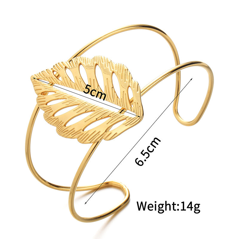 Geometric Open Cuff Bracelet with Intricate Center Detail