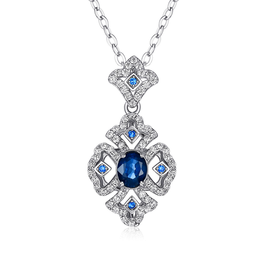 Vintage Blue Sapphire Pendant Necklace