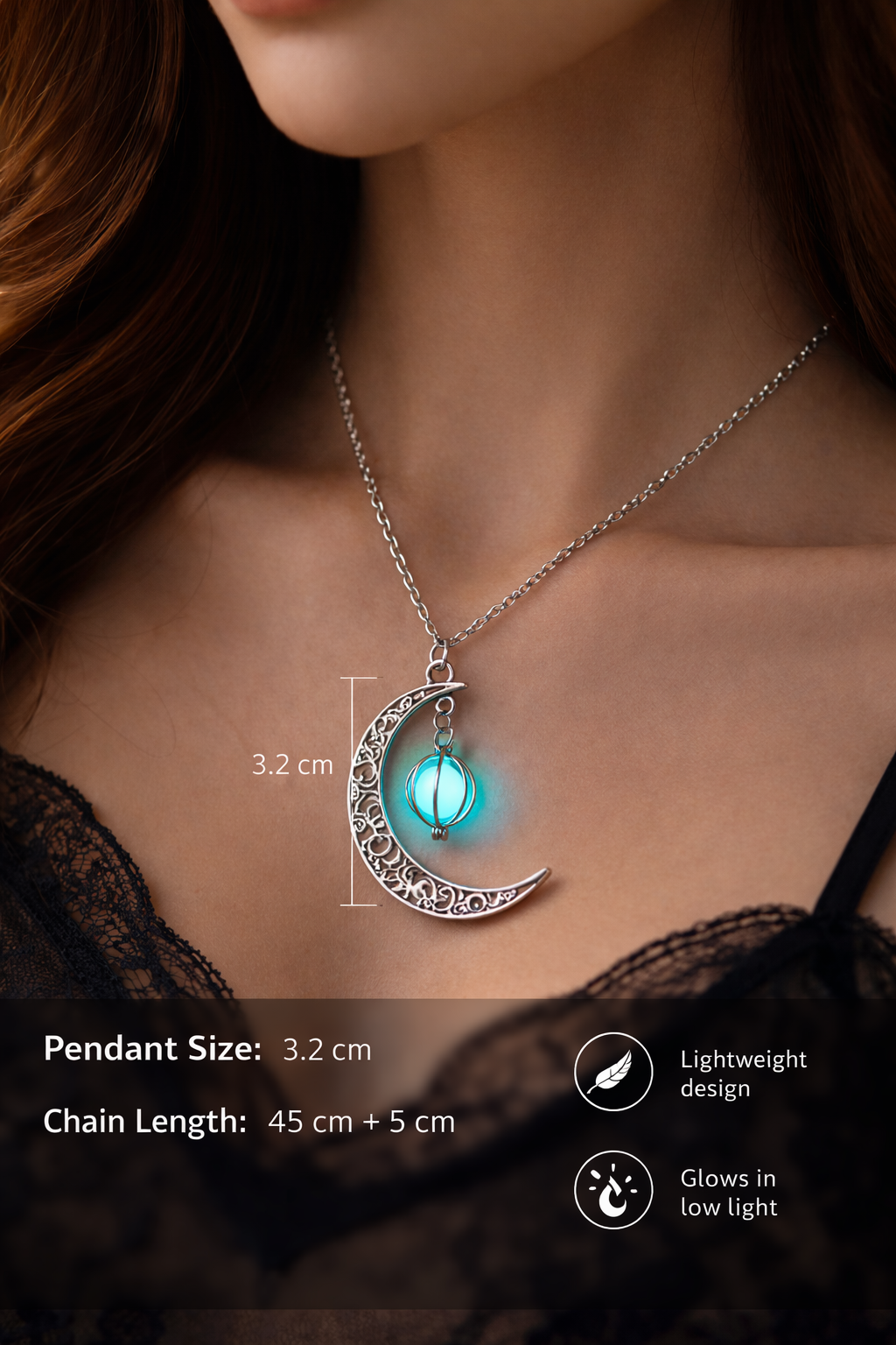 Crescent Moon Glow Pendant