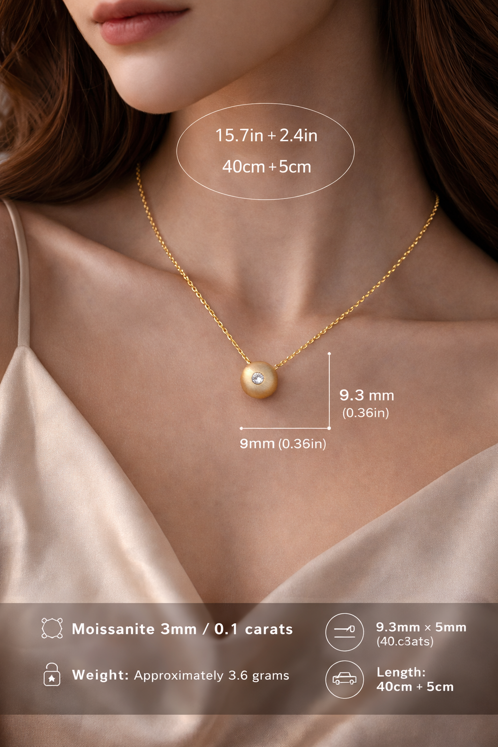 Elegant Necklace with Brushed Pendant & Sparkling Gemstone