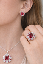 Ruby Red Floral Jewelry Set