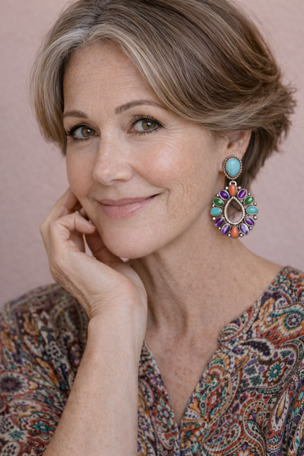 Krystal Crafts Handcrafted Multistone Tribal Teardrop Earrings