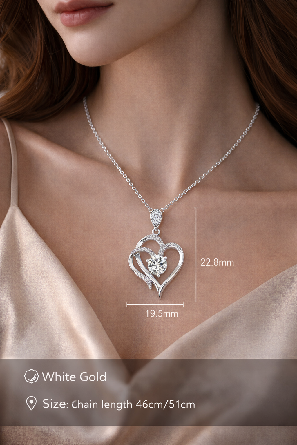 Double Heart Crystal Necklace