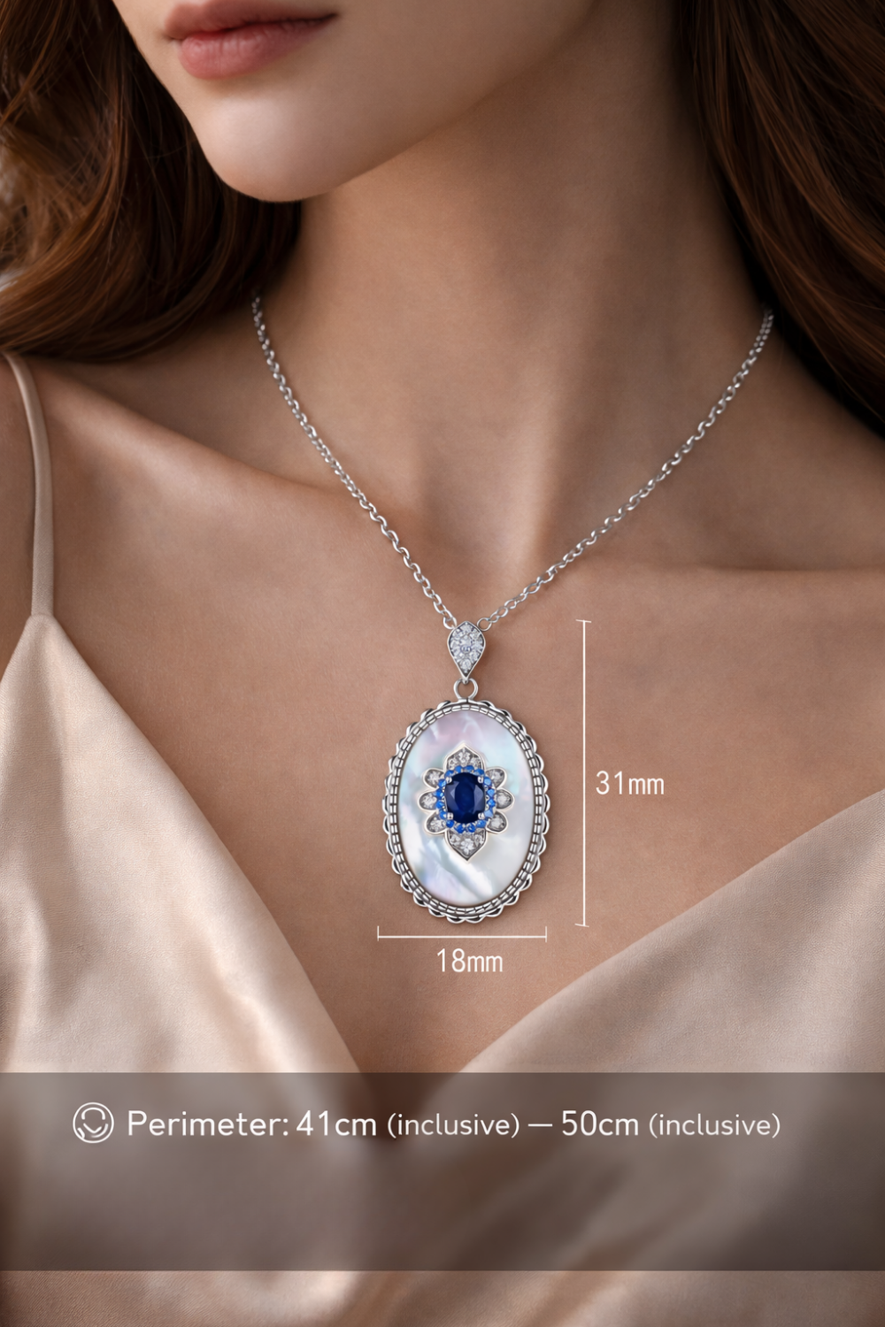 Vintage Sapphire Pendant with Sterling Silver & Diamond Accents