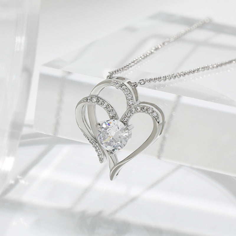 Double Heart Crystal Necklace