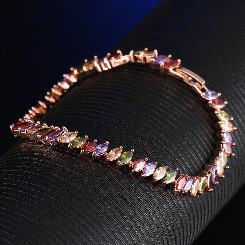Marquise Stone Line Bracelet with Elegant Linked Design