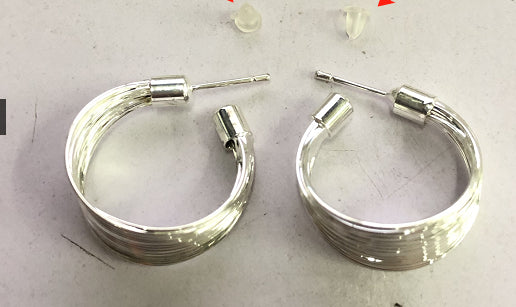Elegant Silver Wrapped Hoop Earrings