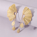 Modern Scallop Fan Earrings with Flowing Drop Accents