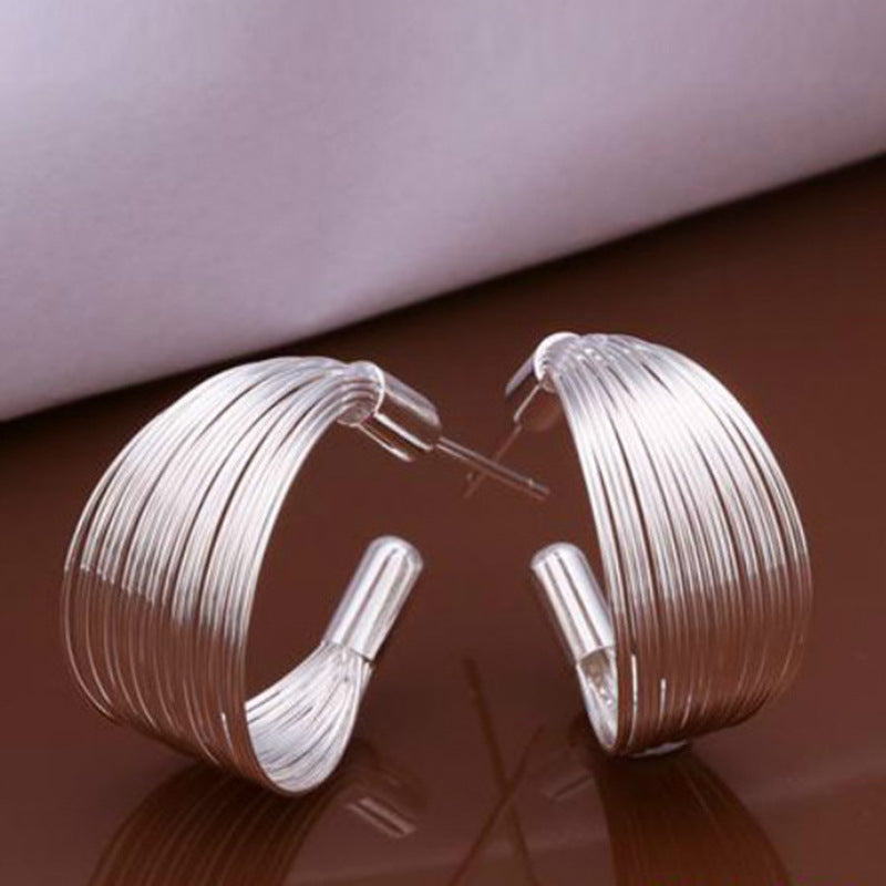 Elegant Silver Wrapped Hoop Earrings