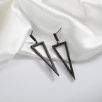 Black Geometric Triangle Drop Earrings