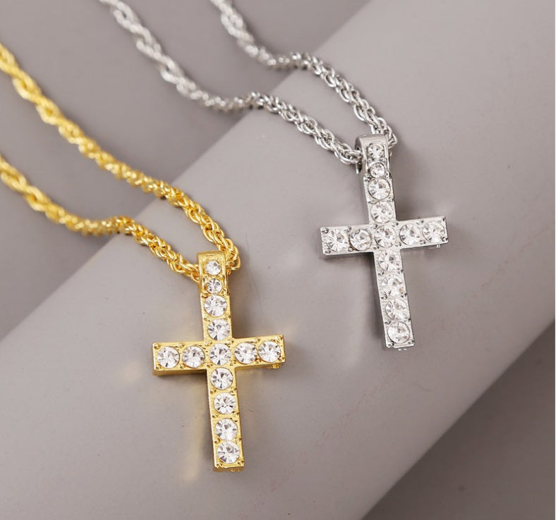 Crystal Cross Pendant Necklace – Elegant Faith-Inspired Chain